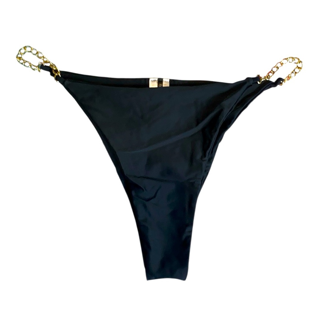 Fashion Nova Black Thong Swim Bottoms, Size XL